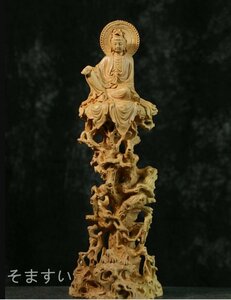 極上品 観音菩薩 木彫 縁起物 細密彫刻 自在観音 仏像 置物 仏教美術