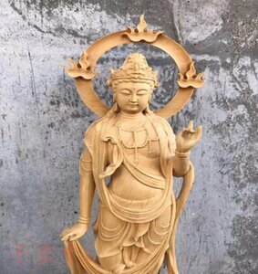 美品★極上の木彫 仏教美術 精密彫刻 仏像 手彫り 極上品 大勢至菩薩像