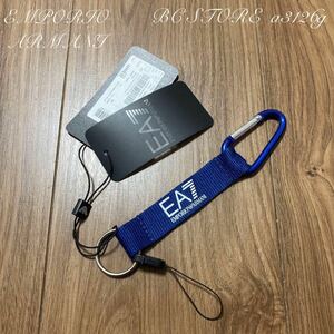 新品 EMPORIO ARMANI カラビナキーリング BLUE エンポリオ アルマーニ アクセサリー キーホルダー 小物 タグ付き 正規 EA7