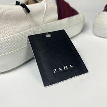 新品 ZARA 異素材コンビ スリッポン 23.5cm 36 WHITE/WINE レディース ザラ スニーカー シューズ 薄汚れあり_画像3