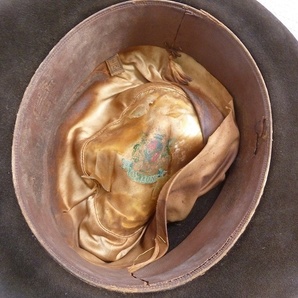 (☆BM)昭和レトロ アンティーク 帽子 2点 中折れ帽 センタークリース ORION/FUJI ハット ソフト 男性 メンズ ブラウン カーキグレー の画像6