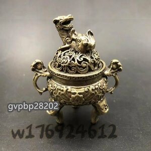 希少新品！香炉 麒麟 銅器 招財 工芸品 装飾品 銅製品 置物 鎮宅辟邪 開運風水