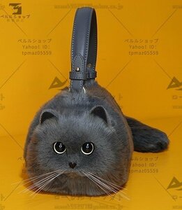 プレミアム人気商品 猫バッグ ふわふわもこもこ超可愛い猫ショルダーハンドバッグ 化粧品 コスメケース おしゃれ小物入れ