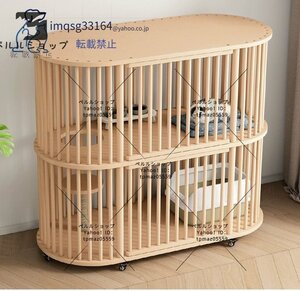 キャットケージ 木製 2段 猫 ケージ 猫小屋 猫用ケージ　ウッドケージ