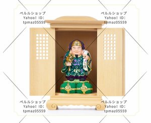 密教法具 寺院仏具」極上品 大黒天立像 財神 福神 仏教芸術品 ヒノキ檜木製 仏壇付き 緑