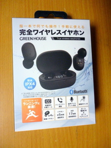 新品　greenhouse 完全ワイヤレスイヤホン IPX4 Bluetooth5.3 GH-TWSM-BK