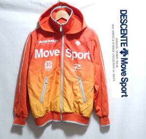 ☆Move Sport　☆ムーブスポーツ　☆デサント　☆ビッグロゴ　☆フード付き　☆トラックジャケット　☆オレンジ系　☆メンズ　☆Ｍ