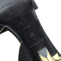 ルイヴィトン 靴 スエードxレザー オープントゥ ハイヒール サイズ35 22.5cm ブラックxゴールド JJS01360_画像9