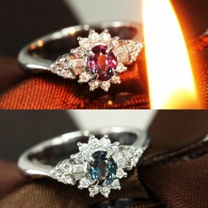[ judgement document attaching ] color ultra change Special goods! alexandrite 0.38ct diamond Pt900 platinum taking . to coil ring ring 6 month birthstone 