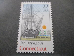 *** America 1988 year [ connector chi cut .. law ..200 year ( sailing boat Morgan number ) ] single one-side unused NH glue have ***