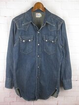 LAS7953 LEVI'S リーバイス 61504-53 ショートホーン 復刻 デニム ウエスタンシャツ 日本製 2000年 36_画像1