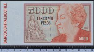 外国紙幣 チリ 2003年 未使用 5,000ペソ