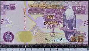 外国紙幣 ザンビア 2020年 未使用 5クワチャ