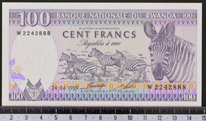 外国紙幣 ルワンダ 1989年 未使用 100フラン