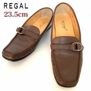 REGAL リーガル ビットローファー スクエアトゥ レザー ブラウン 23.5