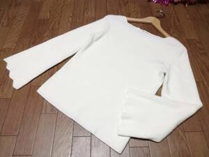 【NATURAL BEAUTY BASIC】オフホワイトラメニットカットソーM★新品同様♪