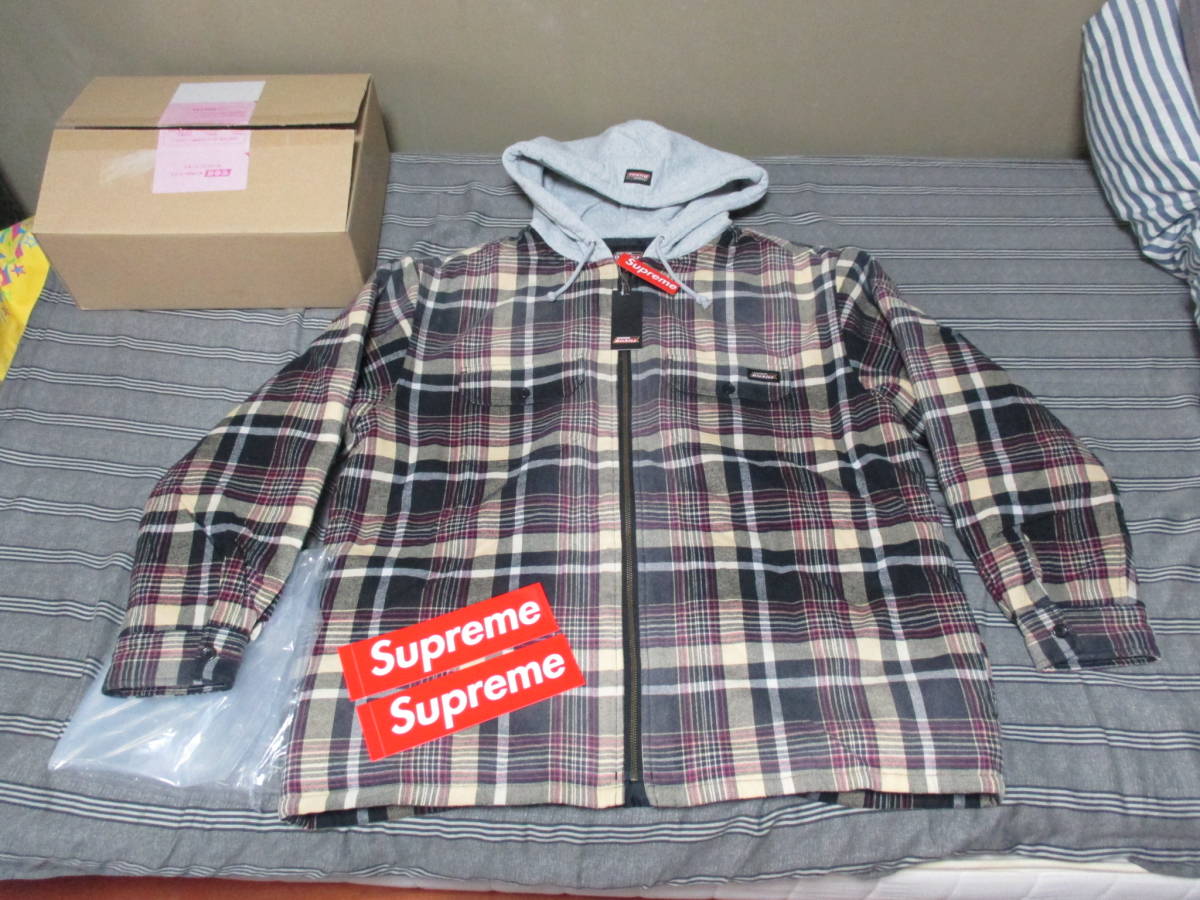 Yahoo!オークション -「supreme dickies plaid hooded zip up shirt