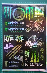 レインボー　防水反射 ステッカー　モンスターエナジー　バイクステッカー 　ヘルメットステッカー　BMX　ボード MONSTER ENERGY　デカール