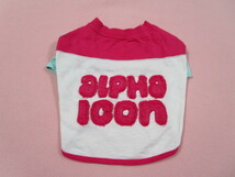 ALPHA ICON/アルファアイコン　フレブルサイズ　胴回り56㎝　ロゴアップリケ　スエットTシャツ　ピンク・ホワイト 　中古_画像1