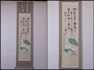 専用★親鸞聖人 和讃【掛軸『恩徳讃』共箱】大平玉鳳 書真筆・井上貴英 絵肉筆　幅47cm　全長190cm　仏画 蓮の花　定価5万円