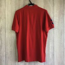 SC6-459★90's ビンテージ★レアロゴ【Polo by Ralph Lauren ポロラルフローレン】NYCモデル 半袖 ポロシャツ【メンズ M】赤 古着 ゴルフ_画像4