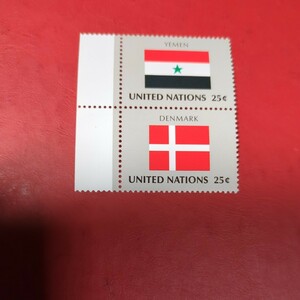 国連切手国旗シリーズより「イエメンとノルウェー」　未使用　　1980年代　 2種