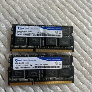 ノートPC用メモリ Team 4GB DDR3L 1600 CL 11-11-11-28 TED3L4G1600C11-SBK 4GB 中古2枚