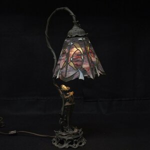 m001 Omote 3. Tiffany лампа COLLECTION FRANCAISE BRUGGE USA женщина изображение высота 52cm bronze Vintage копия Tiffany Style Lamp