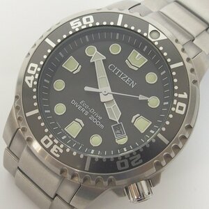 f002 Z1 美品 シチズン CITIZEN E168-A14ST0D プロマスター Eco-Drive DIVERS 200m メンズ腕時計 デイト コマ ケース入り 動作品