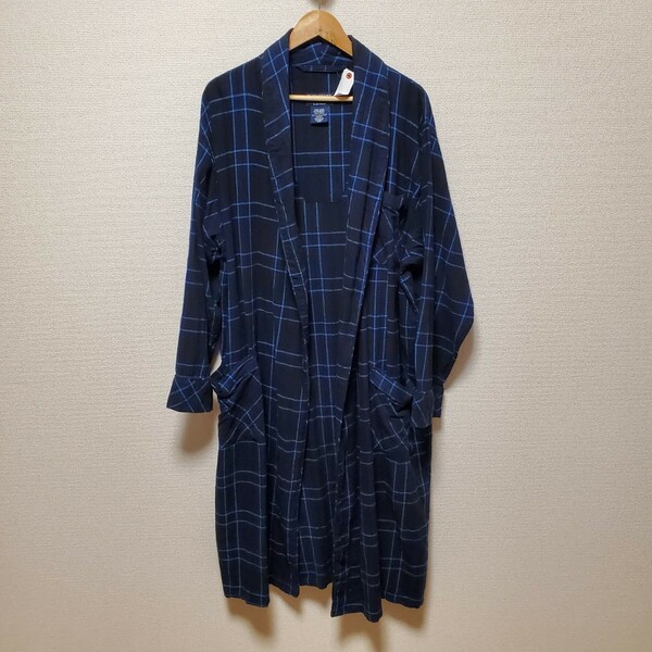 A6◆STAFFORD ESSENTIALS SLEEPWEAR ガウン ONE SIZE FITS MOST コットン100％ 青×黒 中古 USED 古着