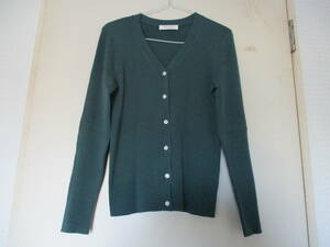 te milk s Beams Demi-Luxe BEAMS rib V neck cardigan moss green 