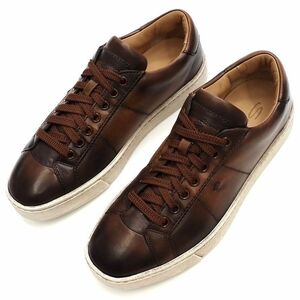 J0422S new goods Santoni/ leather sneakers [ size :UK5.5] dark brown sun to-ni