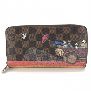 LOUIS VUITTON ルイヴィトン N61240 ダミエ ジッピーウォレット イリュストレ プリント ラウンド 長財布 2015 クリスマス限定 管理YK34481