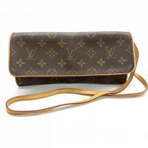 LOUIS VUITTON ルイヴィトン M51852 ポシェットツインGM モノグラム ショルダーバッグ ポーチ クロスボディ ブラウン 廃盤品 管理RT34601