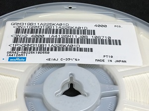 チップ積セラ　GRM319B11A225KA01D　3216サイズ　B特性　10VDC　2.2μF　4000pcs/reel