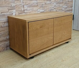 無印良品 MUJI ローボード 木製扉付き ドア付 棚板1枚 テレビボード キャビネット 脚付き ナチュラル 検) 天然木 オーク材 スタッキング N