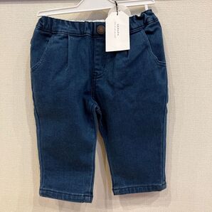 タグ付き新品 裏起毛ジーンズ デニムパンツ 10分丈 長ズボン