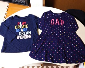 babyGAP べビーギャップ 薄手 ワンピース・トップス 2枚セット 美品 100cm 4years 長袖Tシャツ 長袖チュニック 女の子 春服