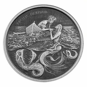 [保証書・カプセル付き] 2021年 サモア「パシフィック マーメイド・人魚」純銀 1オンス アンティーク 銀貨
