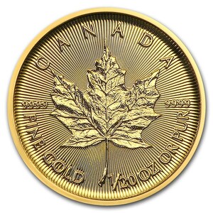 [保証書・カプセル付き] 2018年 (新品) カナダ「メイプルリーフ」純金 1/20オンス 金貨