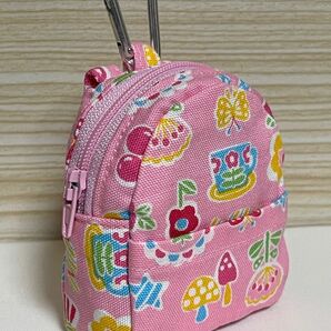 ハンドメイド ミニリュック型ポーチ(小) ピンク