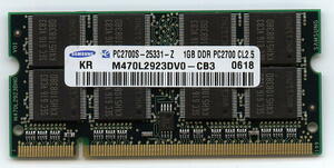 PowerBook G4，iBook対応メモリ1GB 200Pin-DDR1 PC2700(PC2100対応)相性保証 即決 中古