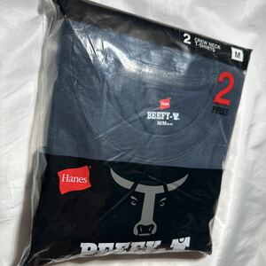 ［ヘインズ] Hanes ビーフィー Tシャツ BEEFY-T 2枚組 綿100% 肉厚生地 ヘビーウェイト　カウネック　ネイビー　サイズM