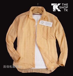 新品 ▲ タケオキクチ THE SHOP TK　ベルギー リネン 長袖シャツ　XL　くすみ オレンジ　優しい着心地 　メンズ