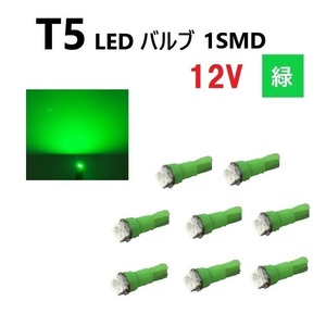 T5 LED バルブ 緑 12V 【8個】 グリーン SMD ウェッジ メーター エアコン パネル インテリア 定型外 送料無料