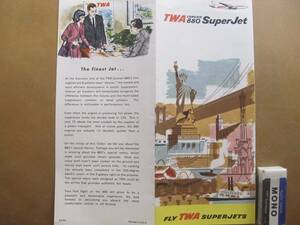 TWA トランスワールド航空【Convair 808 Super Jet機】案内,時刻表
