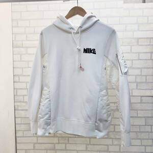 超美品 NIKE ナイキ 20AW×sacai NRG HOODY WHITE 白 ホワイト コットン×ナイロン 切り替え スウェット パーカー CW2419 100 S サカイ