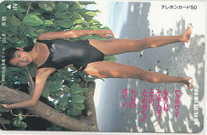  Yamamoto Miho '89 asahi ..| high leg swimsuit [ telephone card ] G.10.16 * postage the cheapest 60 jpy ~