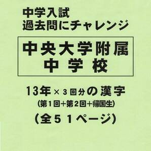 【特典付き】中央大学附属中学校（東京）の１３年分の過去問『漢字の読み・書き』