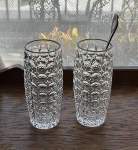 喫茶店ロンググラス 2個 マツオカクリスタル ミックスジュースグラス バブルグラス タンブラー 喫茶店グラス 昭和レトロ ストック品